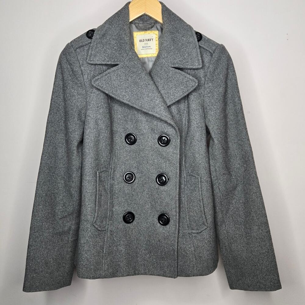 OLD NAVY Gray Double-Breasted Peacoat with Pockets Fully Lined Size M